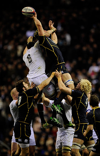 England v Scotland: Kelly Brown and Tom Wood contest a line-out