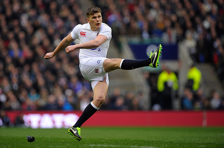 England v Scotland: Owen Farrell kicks an early penalty