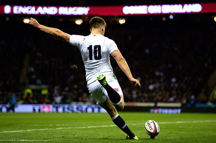 England v Scotland: Owen Farrell kicks another conversion