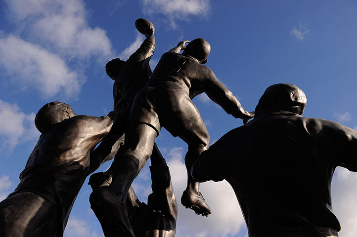 England v Scotland: A statue of a line-out outside Twickenham