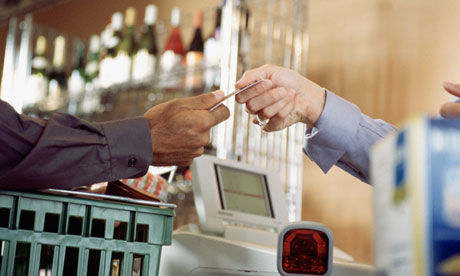 Buying groceries by credit card