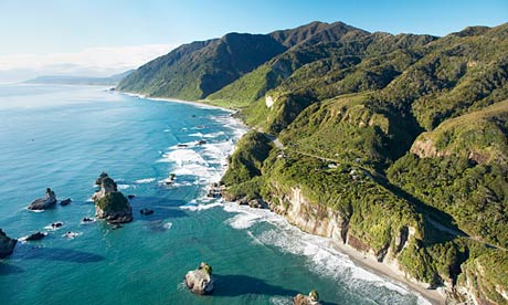 Coast north of Greymouth on South Island, New Zealand