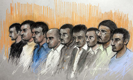 A court sketch of the defendants in the Oxford child abuse trial