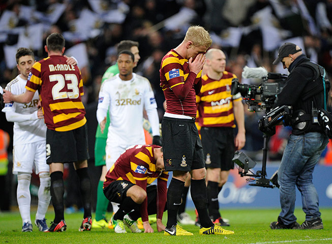 Capital One Final 7: Dejected Bradford City players