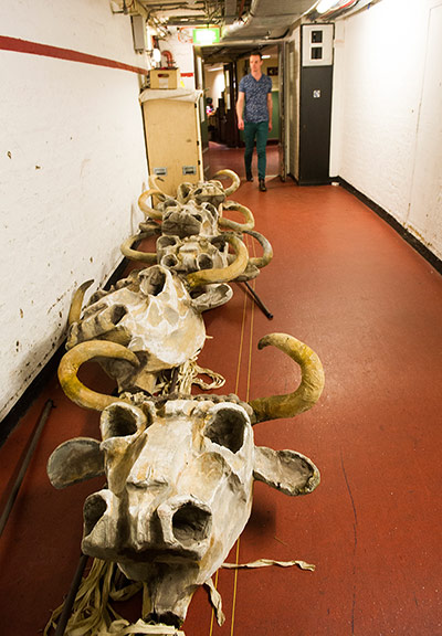 Carmen: A row of props fills one of the corridors 