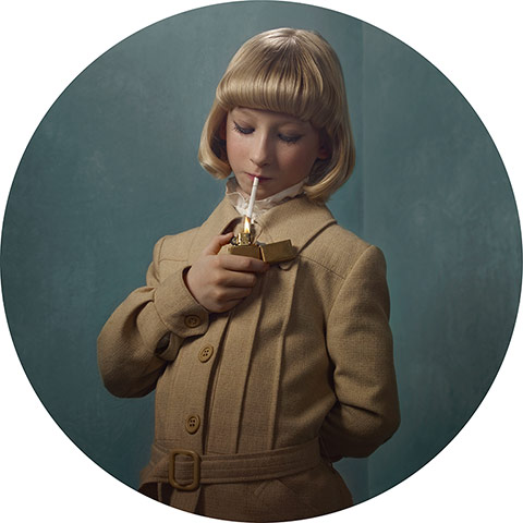 Big Pic - Smoking Kids: young girl with blond hair and brown jacket smoking