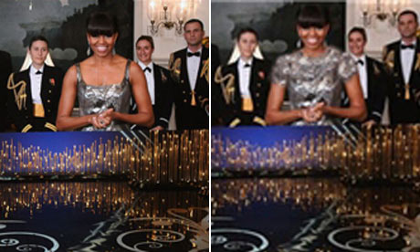 michelle obama dress oscars revealing too iran oscar iranian photoshop fashion wore she