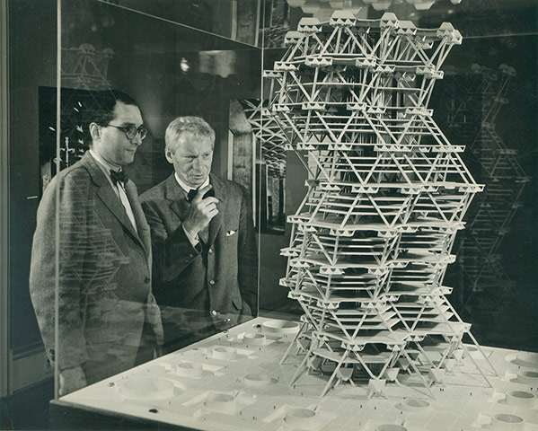 Louis Kahn: Louis Kahn in front of a model of the City Tower Project