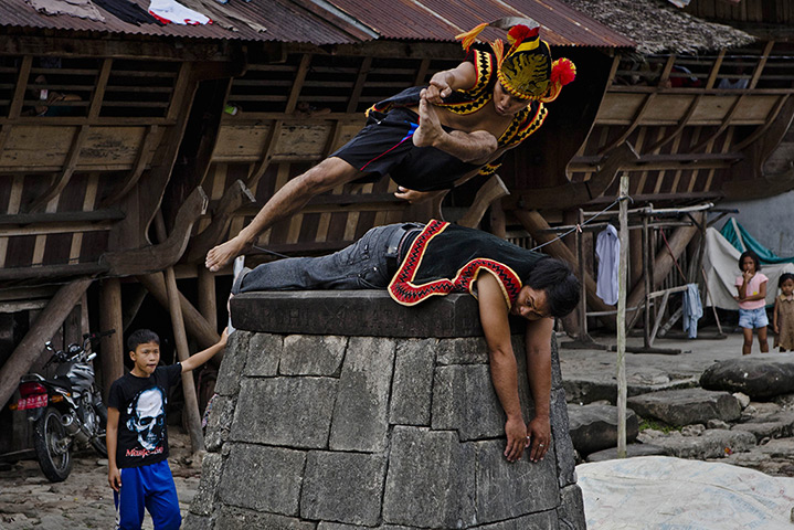 Stone jumping on Nias: In the past, stone jumping has resulted in serious injury and death