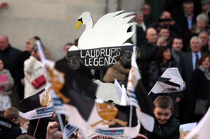 Swansea parade: Sign at Swansea City Bus Parade