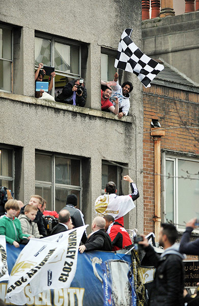 Swansea parade: Swansea fans 