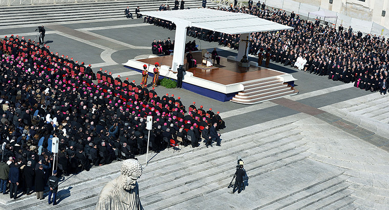 Pope Benedict XVI speech: Pope Benedict XVI delivers a speech during his last weekly audience