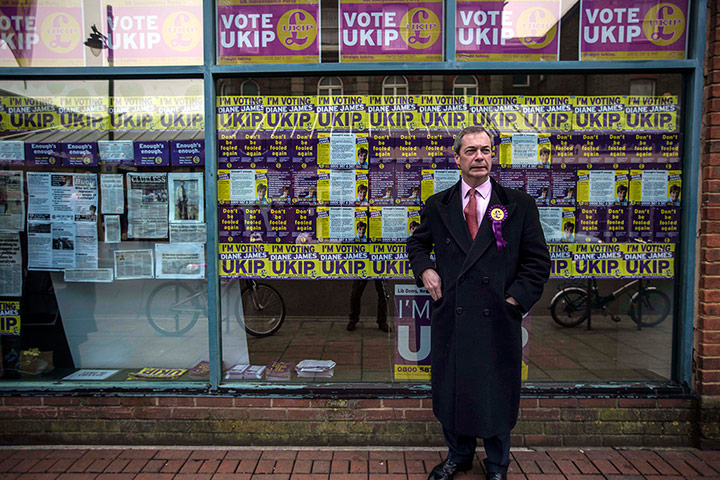 Sean Smith in Eastleigh: UKIP leader Nigel Farrage outside his Eastleigh HQ 