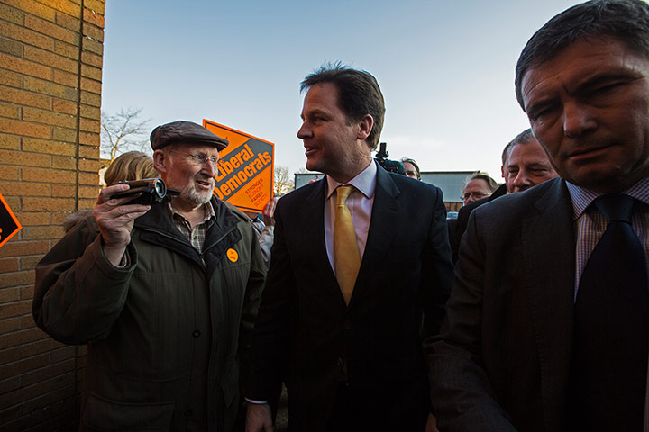 Sean Smith in Eastleigh: Nick Clegg arrives Liberal campaign HQ