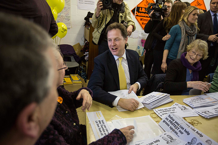 Sean Smith in Eastleigh: Nick Clegg putting leaflets into envelopes