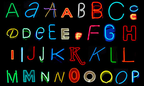 Letters of the alphabet made from neon signs (series 1 of 3)