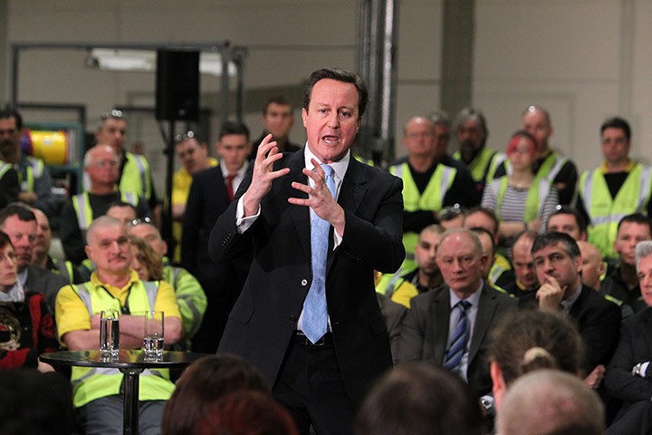 A lighter look: David Cameron at Prysmian Cables & Systems Ltd in Eastleigh 
