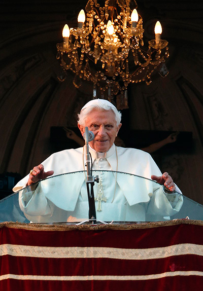 The Pope's last day: Pope Benedict XVI waves to the faithful for the last time