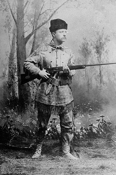 US presidents with guns: Theodore Roosevelt, posing as an 'outdoorsman'