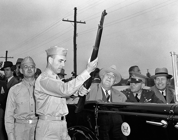 US presidents with guns: Roosevelt inspects the US Army's 28,000-acre research laboratory