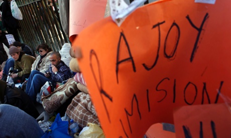 Demonstrators take part in an assembly about political corruption before heading to the headquarters of the ruling People's Party (Partido Popular) in Madrid February 4, 2013
