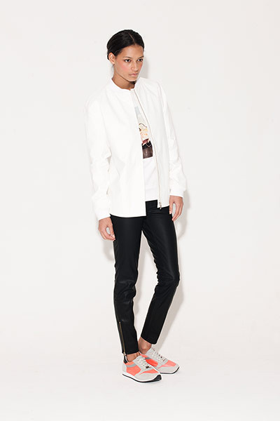 All ages - leather: woman wearing faux leather trousers