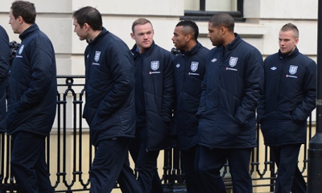 The England squad go for their afternoon constitutional