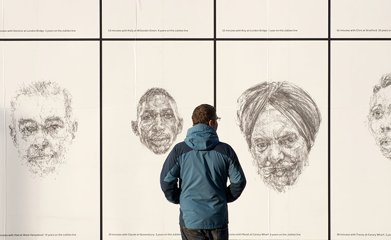 Art on the Underground: Linear, Dryden Goodwin, 2010. Southwark station, Jubilee line series