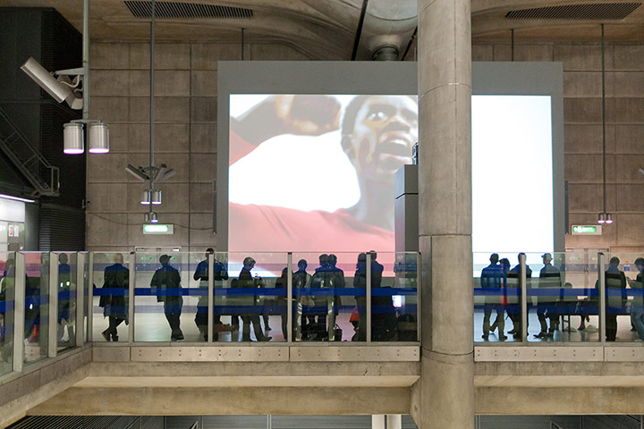 Art on the Underground: Film screen at Canary Wharf