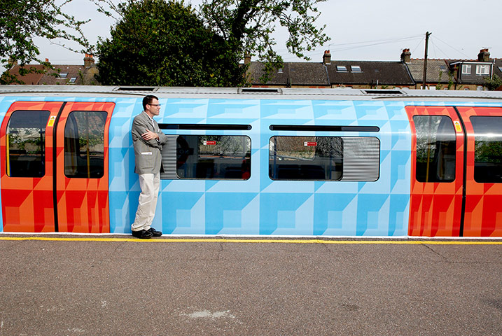 Art on the Underground: Tube Wrap, 2007, by Jim Isermann, Piccadilly line train