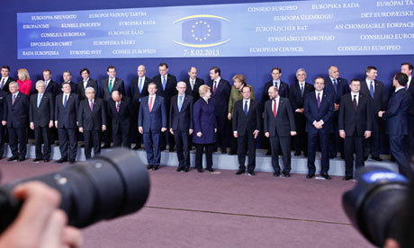 EU leaders pose for a photo at the summit in Brussels