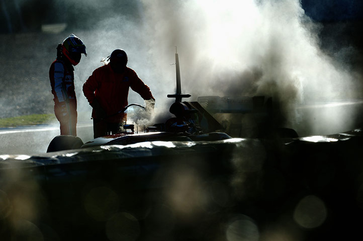 24 Hours: Jerez De La Frontera, Spain: Pedro de la Rosa of Spain examines his car