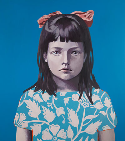 Claerwen James: Girl in Blue with Pink Ribbon 2012