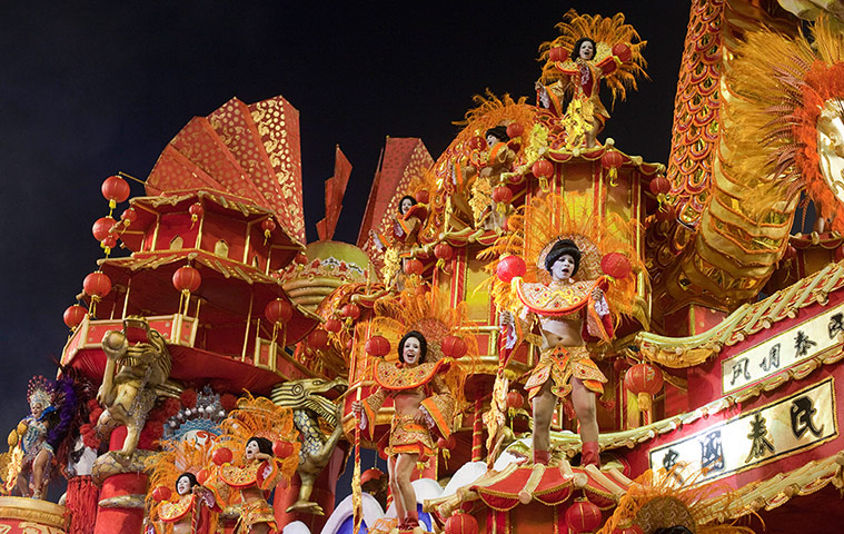 Carnival: Dancers from the Dragoes da Real samba school 