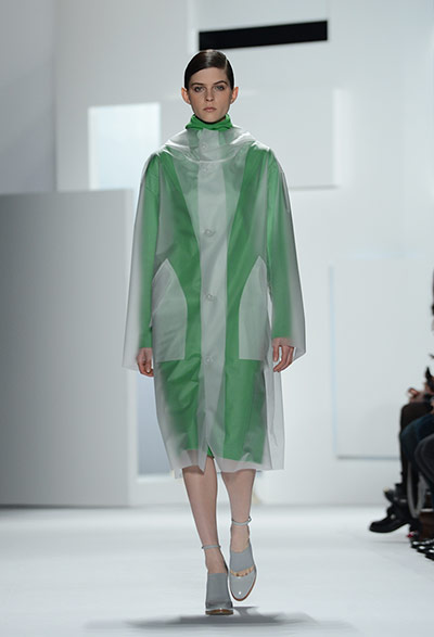 NY Fashion Week: A model wears designs by Lacoste