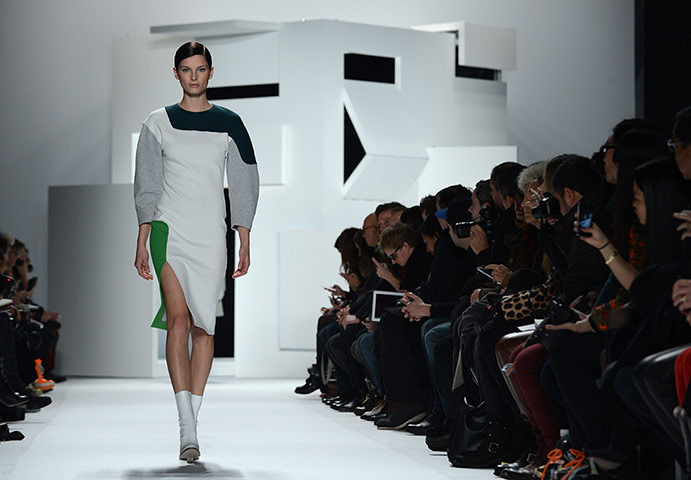 NY Fashion Week: A model wears designs by Lacoste