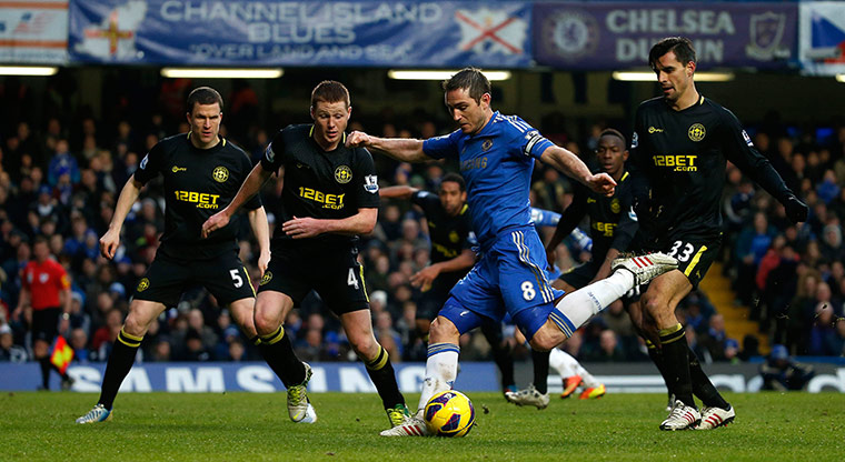 Saturday Prem matches: Chelsea's Frank Lampard fails to score with this shot 