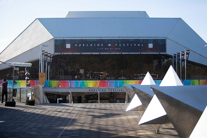 Adelaide Festival Day 1: The Adelaide Festival Centre, with 1974 sculpture Tetrahedra
