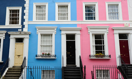 Painted terraced houses, London