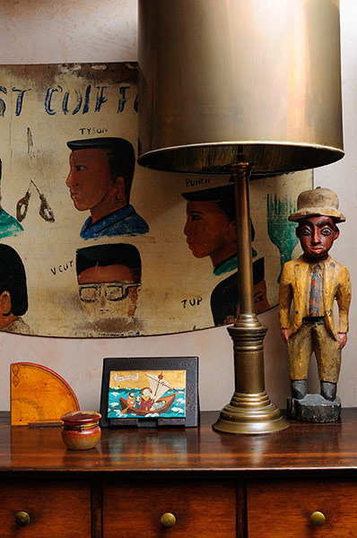 Homes - moroccan home: brass lamps with moroccan postcard and ornament