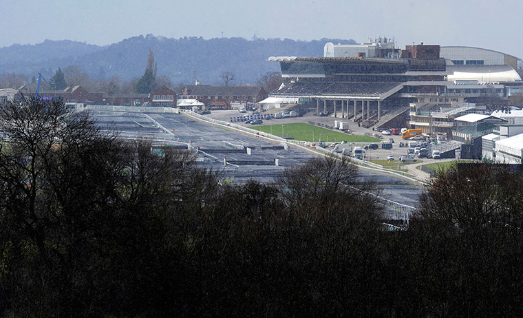 Spring snow: Cheltenham Gallops