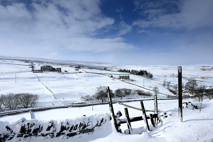 Spring snow: Near Allenheads in Northumberland after heavy snow
