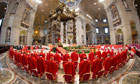 Cardinals attend a Mass papal conclave