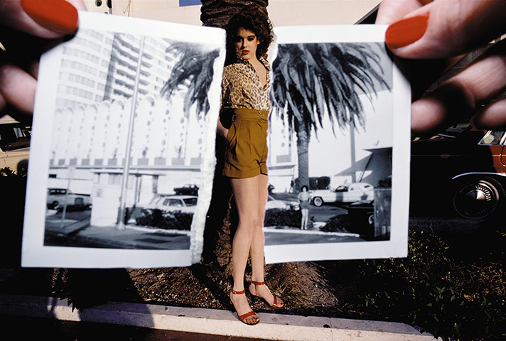 Big Pic - Guy Bourdin: model behind torn black and white photograph