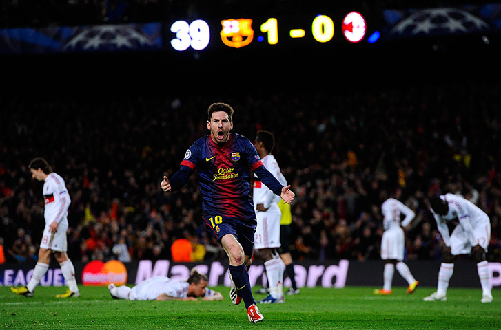 Barcelona v Milan: Lionel Messi celebrates