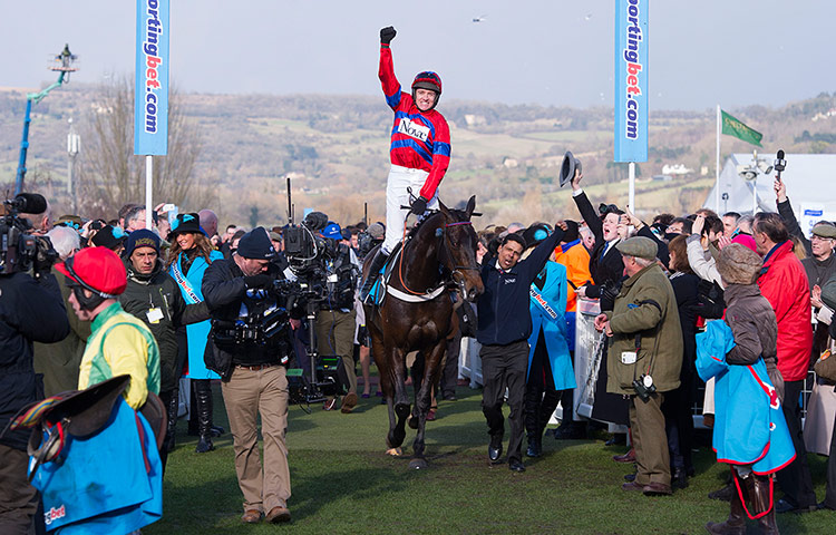 Cheltenham day 2: Sprinter Sacre and Barry Geraghty enter the winners enclosure after victory