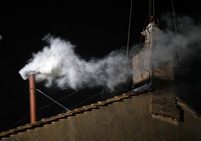 Pope elected gallery: White smoke emerges from the chimney