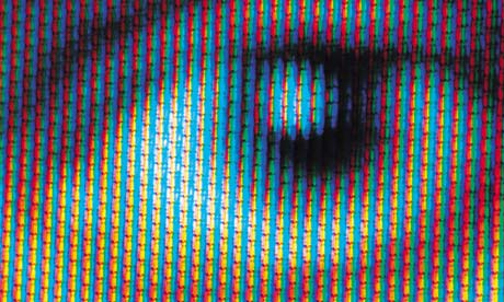 macro close up on an eye on a screen