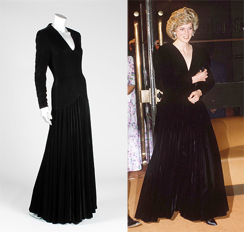 Diana Auction: A Bruce Oldfield black velvet evening gown