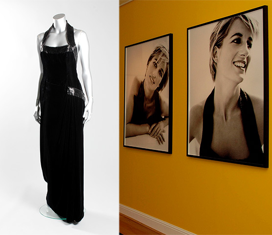 Diana Auction: A Catherine Walker black velvet and beaded evening gown